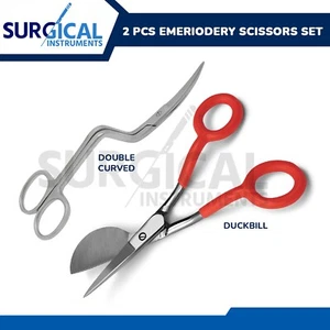 New 6" Applique Duckbill Scissors & Machine Embroidery Double Curved Scissors - Picture 1 of 11