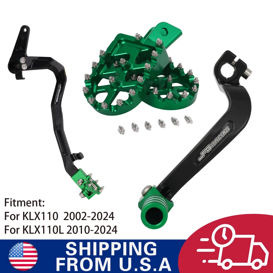 KLX110 Gear Shifter Lever+Rear Brake Pedal+Footpegs For KLX110 KLX110L 2010-2024 — 第 1/4 张图片