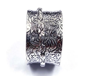 Anillo de meditación hilanderos joyería étnica enchapado en plata 25,90 11-12 talla 4NUA - Imagen 1 de 8