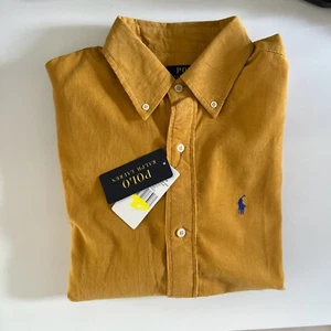 Polo Ralph Lauren Cord Shirt Mustard/Yellow Button Down Custom Fit Size XL - Picture 1 of 7