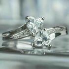 Heart Shape 2.20Ct Two Simulated Diamond Engagement Ring 14k White Gold Size 5