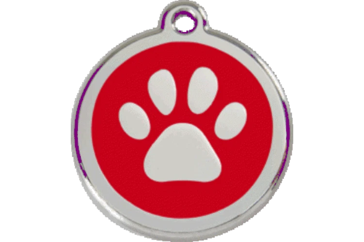 Red Dingo Dog Cat ID Pet Tag FREE Personalized Engraved Free Ship PAW PRINT - Image 1 of 4