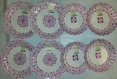 Pratos de jantar e salada de melamina para casa Artisan Luxe 4 quilates cada primavera abstrata roxa - Imagem 1 de 4