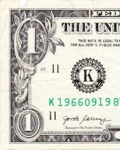 $1 Fancy Bill Birthday/Anniversary Banknote 9/19/1966 (September 19th, 1966) - Picture 1 of 3