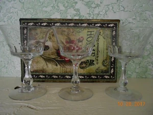 3 VINTAGE SIGNED FOSTORIA THUMBPRINT CHAMPAGNE SHERBETS 5 1/4" TALL.... - Picture 1 of 2