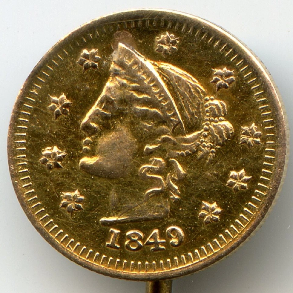GOLD - 1849 $1 British Columbia / California Gold / Greene 320 / Stickpin - Image 1 of 4