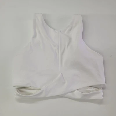 Athleta Conscious Cut Out Crop Top White Sleeveless Athletic Tank Small NWOT - Image 1 of 4
