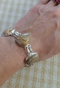 Picture Jasper Bracelet Surprisingly Comfortable To Wear .925 Silver Stamped  - Picture 1 of 14