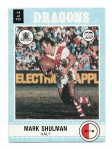 1977 Nrl Rugby League Scanlens (44) Mark SHULMAN Dragons - Picture 1 of 2