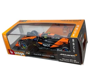 2025 Burago 1:24 Scale Lando Norris #4 McLaren MCL38 Miami Grand Prix 2024 ๐ - Picture 1 of 10