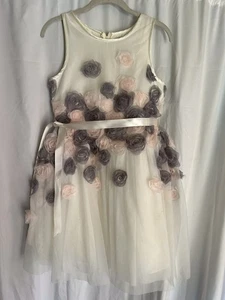 Lovely Nanette Lapore Special Occasion Dress Girls Sz 16 3D Roses Off White NWOT - Picture 1 of 4