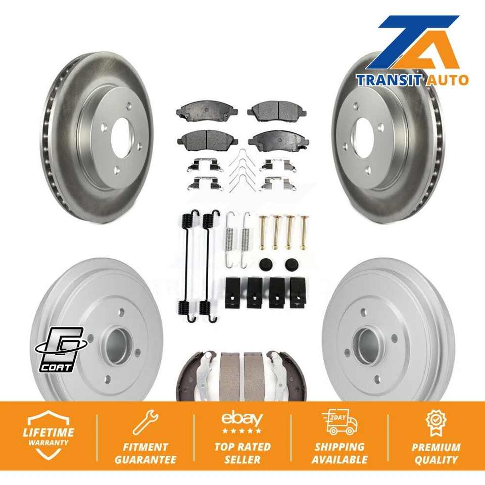 Coated Brake Rotors Semi-Metallic Pad Drum Front Rear Kit (7Pc) For Nissan Micra - Image 1 of 4