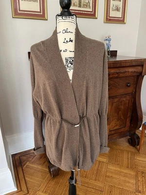 Cárdigan Brunello Cucinelli cachemir con cinturón marrón con cinturón talla grande Foto 1 de 4