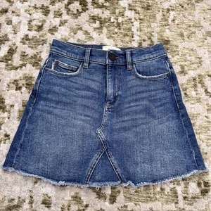DL 1961 Jenny Denim Mini Skirt Girls Size 10 Distressed Hem - Picture 1 of 13