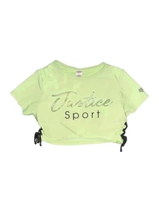 Justice Girls Green Active T-Shirt 10 - Picture 1 of 2