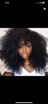 Short Black Big Curly Wave Wig Synthetic Hair With Bangs Wigs Halloween Costume  - Imagem 1 de 2