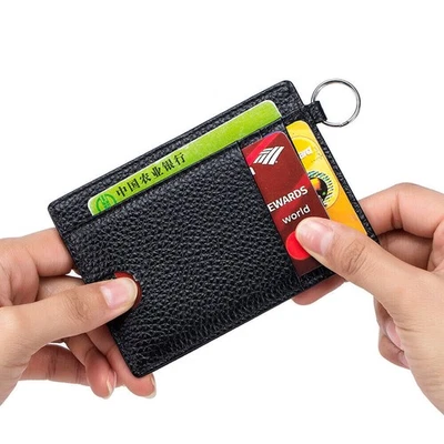 Cartera delgada con bloqueo segura para hombres y mujeres RFID bloqueo dinero porta tarjetas de crédito billeteras Foto 1 de 4