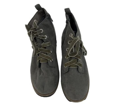 Botas de combate Esprit gris gamuza cordones de terciopelo verde Foto 1 de 4