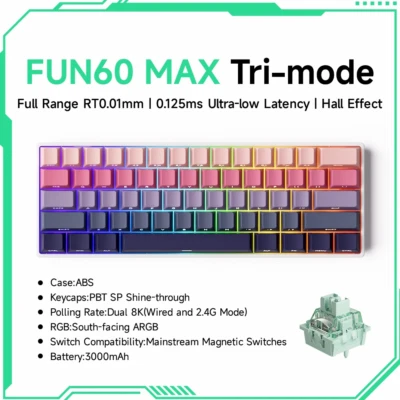 Akko MonsGeek FUN60 Ultra 60% Magnetic Gaming Keyboard 0.01mm RT 8K Polling Rate - Image 1 of 4