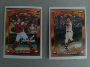 1989 Kahn's/Hillshire Farms Cooperstown Collection Johnny Bench & Eddie Mathews