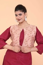 Indian BollyWood Designer Red Straight Kurti Pant with Beautiful Jacket Kurta se
