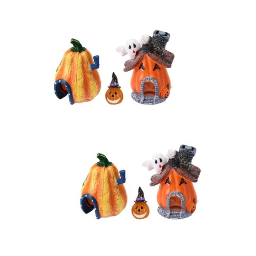 2 PCS Fish Tank Decoration Halloween Aquarium Pumpkin House Decorations