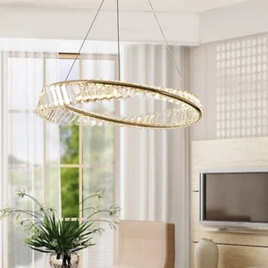 Modern LED Ring Crystal Chandeliers Ceiling Lights Fixtures Pendant Lighting D23 - Picture 1 of 14