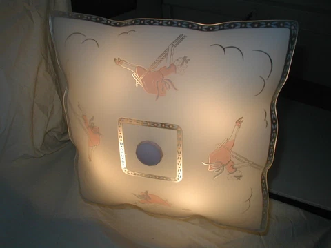 Vtg 50s MCM Antique Bedroom Chandelier Pink Girl Swing Glass Shade Light Fixture Cover