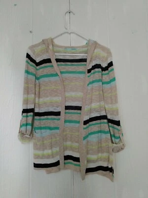 Cárdigan con Capucha Maurices Mujer M Rayas Manga Larga Ligero Frente Abierto Foto 1 de 4