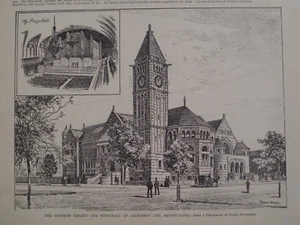 Carnegie Library Music Hall Allegheny City Pennsylvania Harper's Weekly 1890 - Picture 1 of 2
