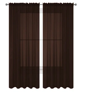 2 Pack Fully Stitched Sheer Window Curtain Panel Drapes 63" 84" 95" 108" 120"L - Picture 1 of 29