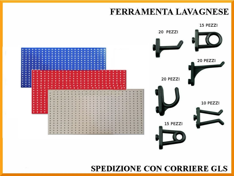 Kit pannello forato Expo da officina con 100 ganci nylon assortiti - Immagine 1 di 1