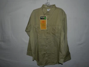 Vintage New OshKosh B’Gosh Best Press Work Shirt SZ 16 1/2 REG USA button beige - Picture 1 of 4