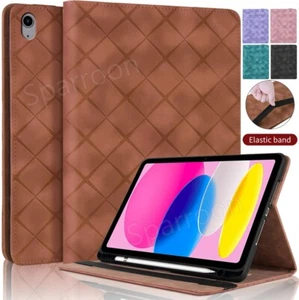 For iPad 10/9/8/7/6th Air Pro 13 11 Grid Leather Flip Stand Card Slot Case Cover - Picture 1 of 72