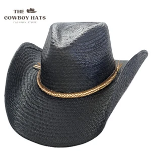 LUKE BLACK - Black Shapeable Straw Cowboy Hat - Picture 1 of 1