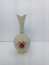 Lenox Rhodora Pink Rose Gold Leaves 8 Inch Ivory Vase