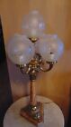 Vintage Hollywood Regency Five Light Candelabra Table Lamp with Shades