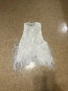 ELIZABETH AND JAMES OSTRICH WHITE FEATHERS VEST NWOTGS SZ L - Picture 1 of 3