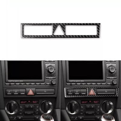 Cubierta de botón de luz de advertencia central de fibra de carbono real para Audi A3 S3 8P 2006-2007 Foto 1 de 4