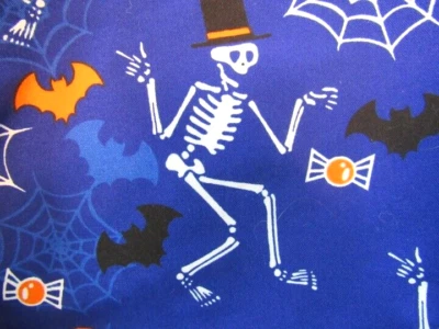 Scrub Top SKELETONS  and Candy HALLOWEEN   Size 2X  Pockets Cassandra O Design - Image 1 of 4