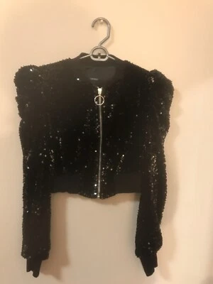 Jaqueta preta feminina com lantejoulas — jaqueta de férias linda - Imagem 1 de 4