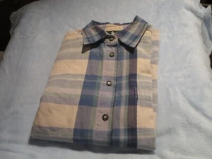 Hunt Club Women's Long Sleeve Blouse, Plaid Blues and Grays - Picture 1 of 2