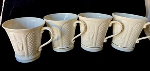 Belleek Mug Cup Irish Wolfhound Basket Weave Visitors Exclusive 4 Piece Set - Picture 1 of 11