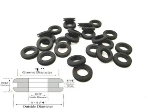 Lote de 25 ojales de goma ID 3/4" - Ancho de ranura 1/16 - Se adapta a orificios de panel de 1" - Imagen 1 de 1