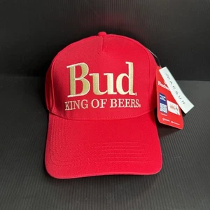 NWT Bud King Of Beers Embroidered Budweiser Red SnapBack Baseball Cap Hat - Picture 1 of 7