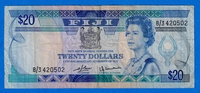FIJI $20 1980 (ND)  P-80a QE II Circulated Note - B/3 420502 - Image 1 of 4