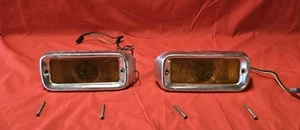 1966 FORD TRUCK TURN SIGNAL LAMPS LIGHTS WITH TRIM BEZELS PAIR 65 66 WORKING - Picture 1 of 16