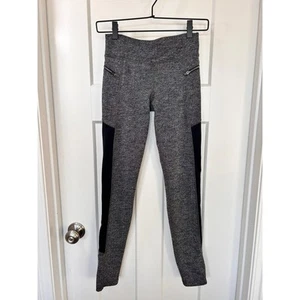 Athleta Girls Herringbone Zipper Pockets Leggings Athletic Gray Black Size XL/14 - Picture 1 of 12