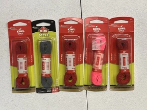 Lot Of 5 KIWI Style Shoe Laces Flat Neon Pink 45” Red Grey - Picture 1 of 5