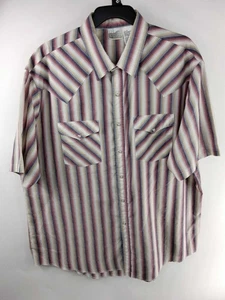 Express Rider Herren Gestreift Mehrfarbig Kurzarm Knopfleiste Druckknöpfe XL - Bild 1 von 3